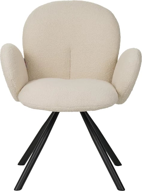 Karrige Garzele Inart, material teddy, ngjyrë bezhë, këmbë metalike të zeza, 68x66x82.5cm