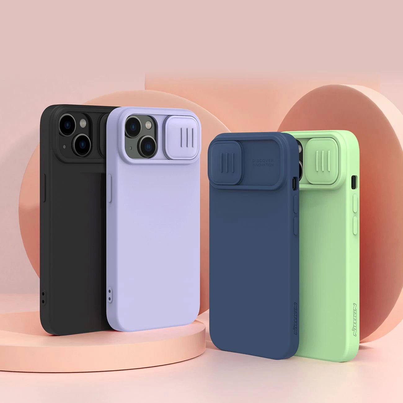 Mbështjellës Nillkin CamShield Silky Silicone për iPhone 14 Plus, me mbrojtëse kamere, i zi