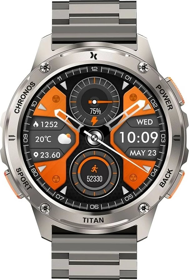 Smartwatch Maxcom FW110 Titan Chronos, Silver, 1.43'' AMOLED, 450 mAh