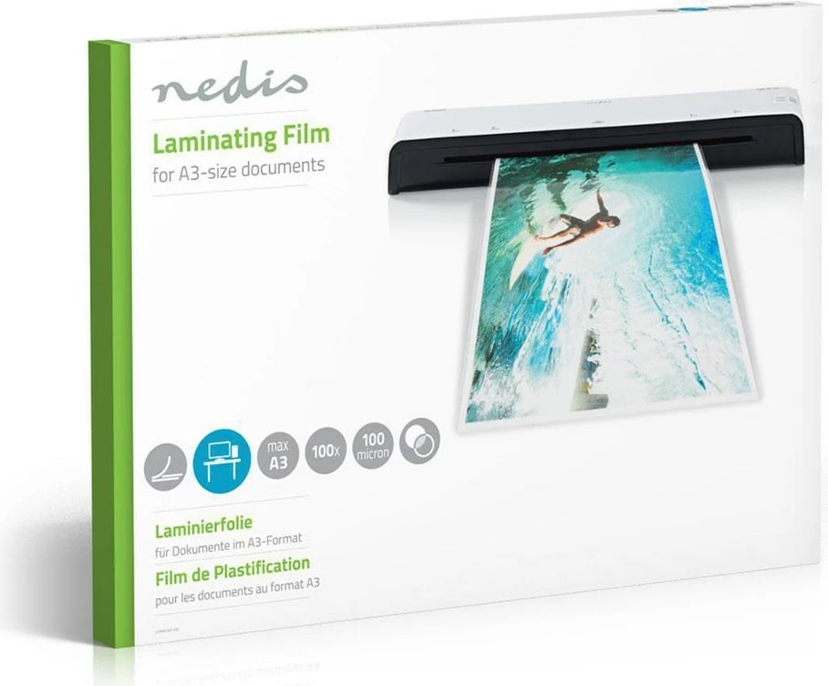 Film laminimi Nedis LAMIA3AT100, A3, transparent, i bardhë