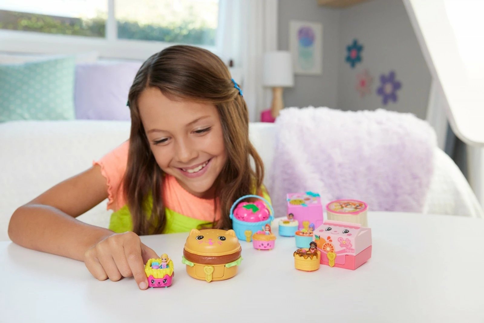 Set lodrash Polly Pocket Snack Surprise, Mattel JCR44, me mikrolalkë dhe aksesorë, shumëngjyrëshe