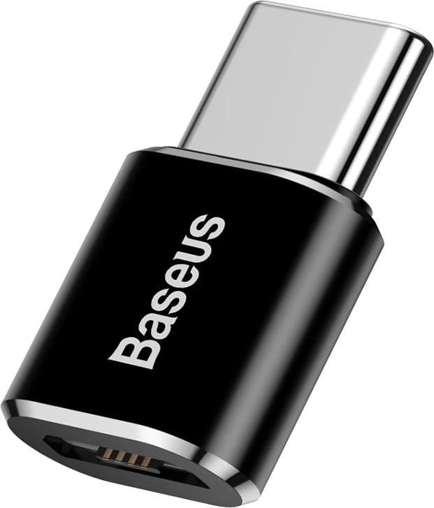Adapter Baseus Mini CAMOTG-01, micro USB në USB-C, i zi
