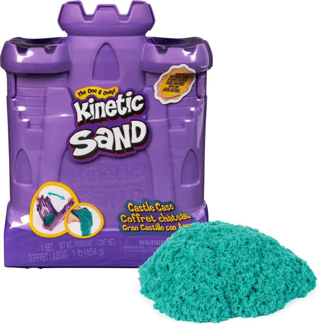 Set rërë kinetike Spin Master Kinetic Sand Castle Suitcase, 454g, turkuaz