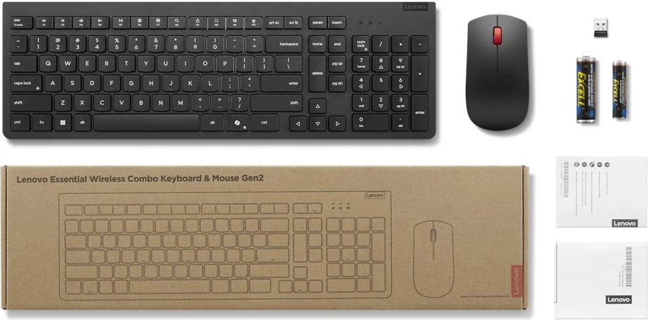 Kasë tastierë & maus Lenovo Essential Wireless Combo Gen2, gjermanisht, e zezë