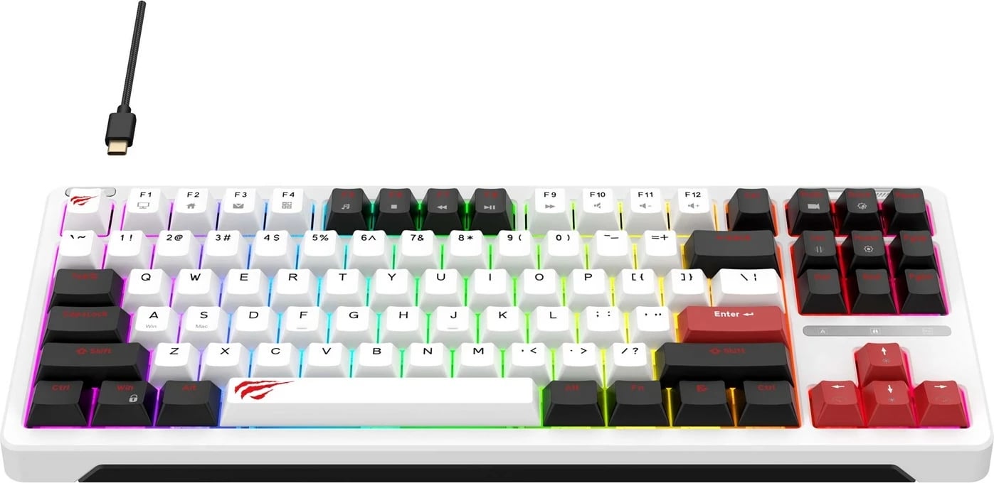 Tastierë gaming HAVIT KB902L, mekanike, RGB LED, e bardhë