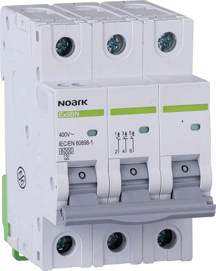 Ndërprerës qarku miniaturë Noark Ex9BN 3P C10, 400 V, i bardhë