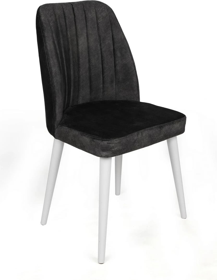Set karrigash (2 copë), Skye Decor, Alfa-497 V2, kadife antracit, këmbë druri të bardha