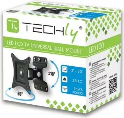 Mbajtës muri për monitor/TV Techly 301849, 13-30 inç, 23kg, i zi