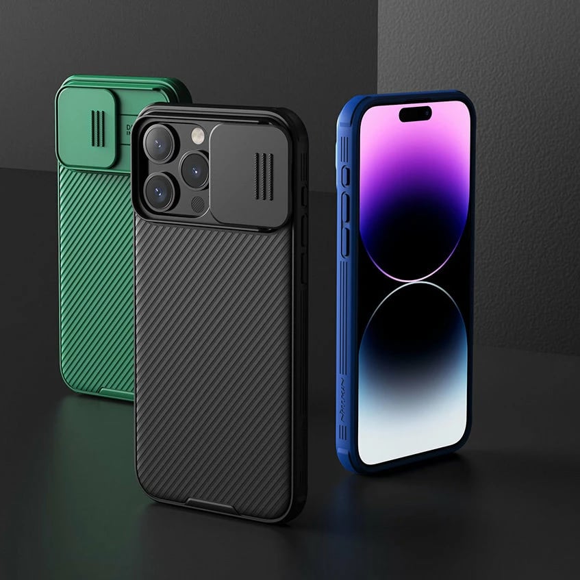Mbështjellës Nillkin CamShield Pro Magnetic për iPhone 15 Plus, me kapak kamere, Kaltër