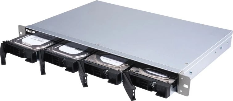Kasë QNAP TL-R400S 4-bay, 1U rackmount, SATA JBOD, e zezë/gri