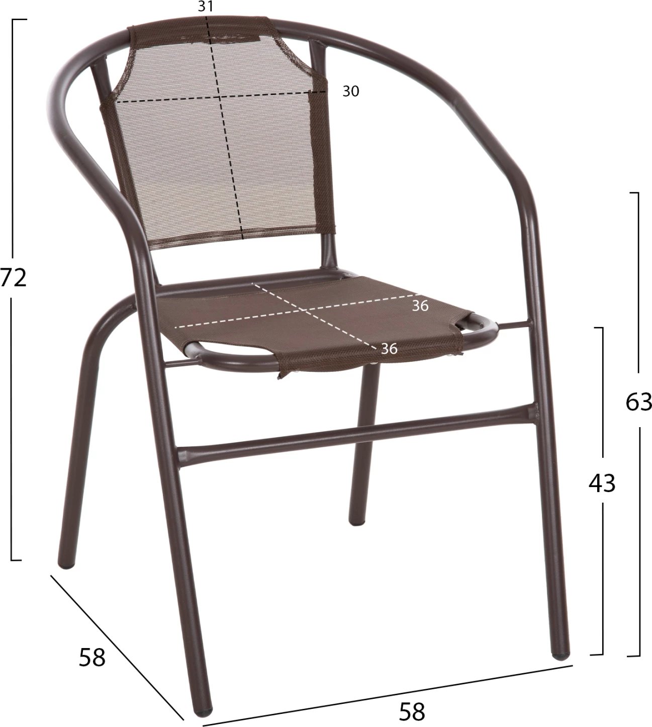Set për jashtë 3 pjesë FH10712, metal kafe-xham sigurie-tekstilen kafe