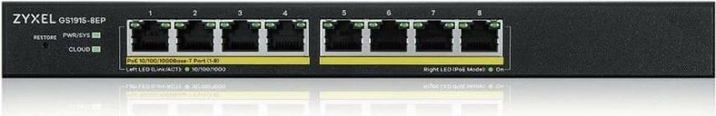 Switch i menaxhueshëm Zyxel GS1915-8EP, 8 porte, PoE, 60W, i zi