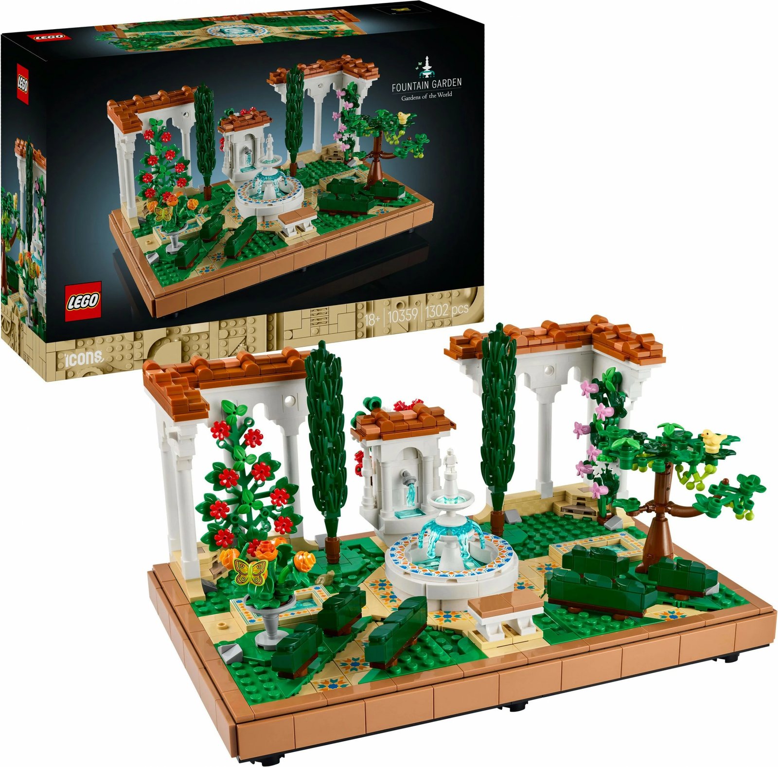 Set ndërtimi LEGO Icons 10359 Springbrunnengarten, 1302 pjesë, multikolor
