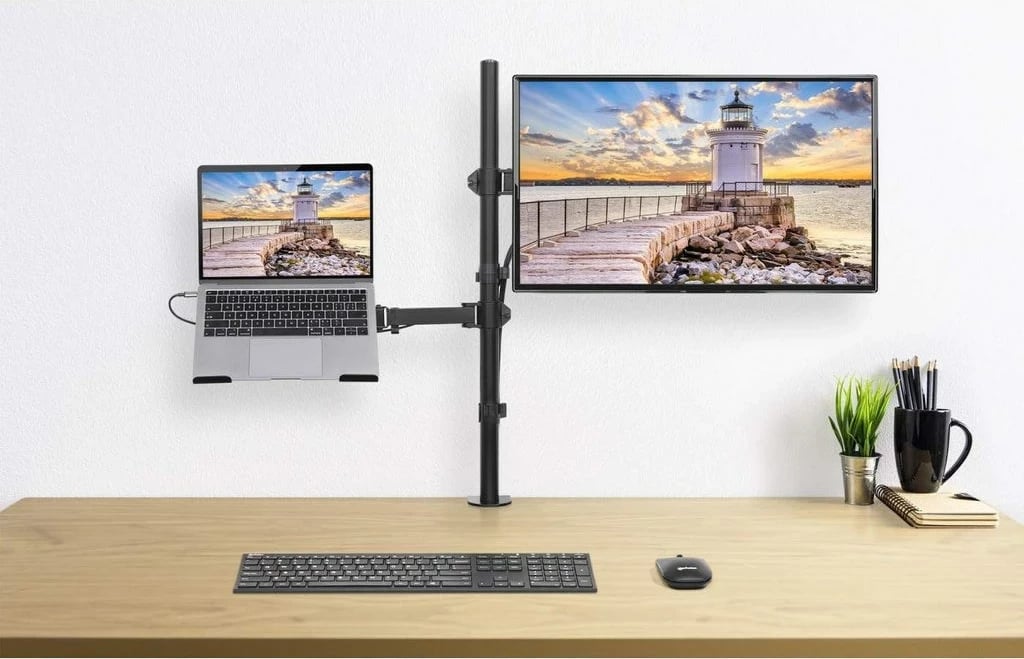 Mbajtëse tavoline Manhattan për monitor/laptop, 1 ekran, 10-27", VESA 75x75-100x100mm, deri 8kg, e zezë