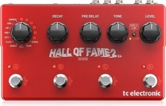 Efekt kitarë TC Electronic Hall of Fame 2 X4, Reverb, e kuqe
