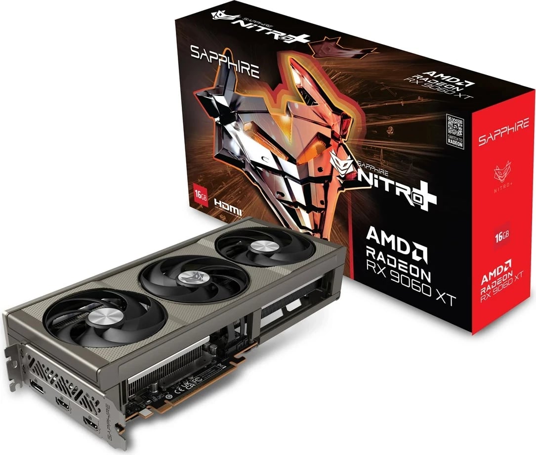 Kartelë grafike Sapphire NITRO+ RX 9060 XT GAMING OC, 16 GB, GDDR6, 3x DisplayPort, 2x HDMI