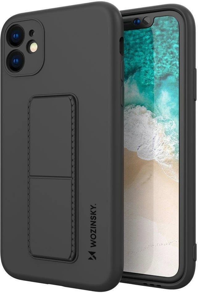 Mbështjellës Wozinsky Kickstand Case për Samsung Galaxy A72 4G, silikon, i zi