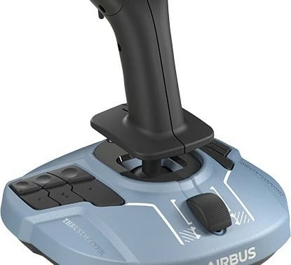 Joystick fluturimi me panel gazash, Thrustmaster 2960842, USB me kabllo, 17 butona, 8-way hat, për PC, Azure/Black, set