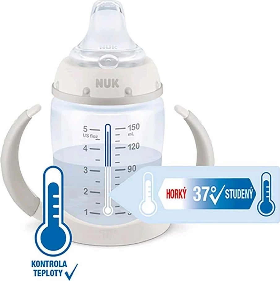 Shishe bebe trajnimi NUK First Choice me kontroll temperature 150 ml, 6–18 muaj, dizajn Winnie the Pooh, rozë