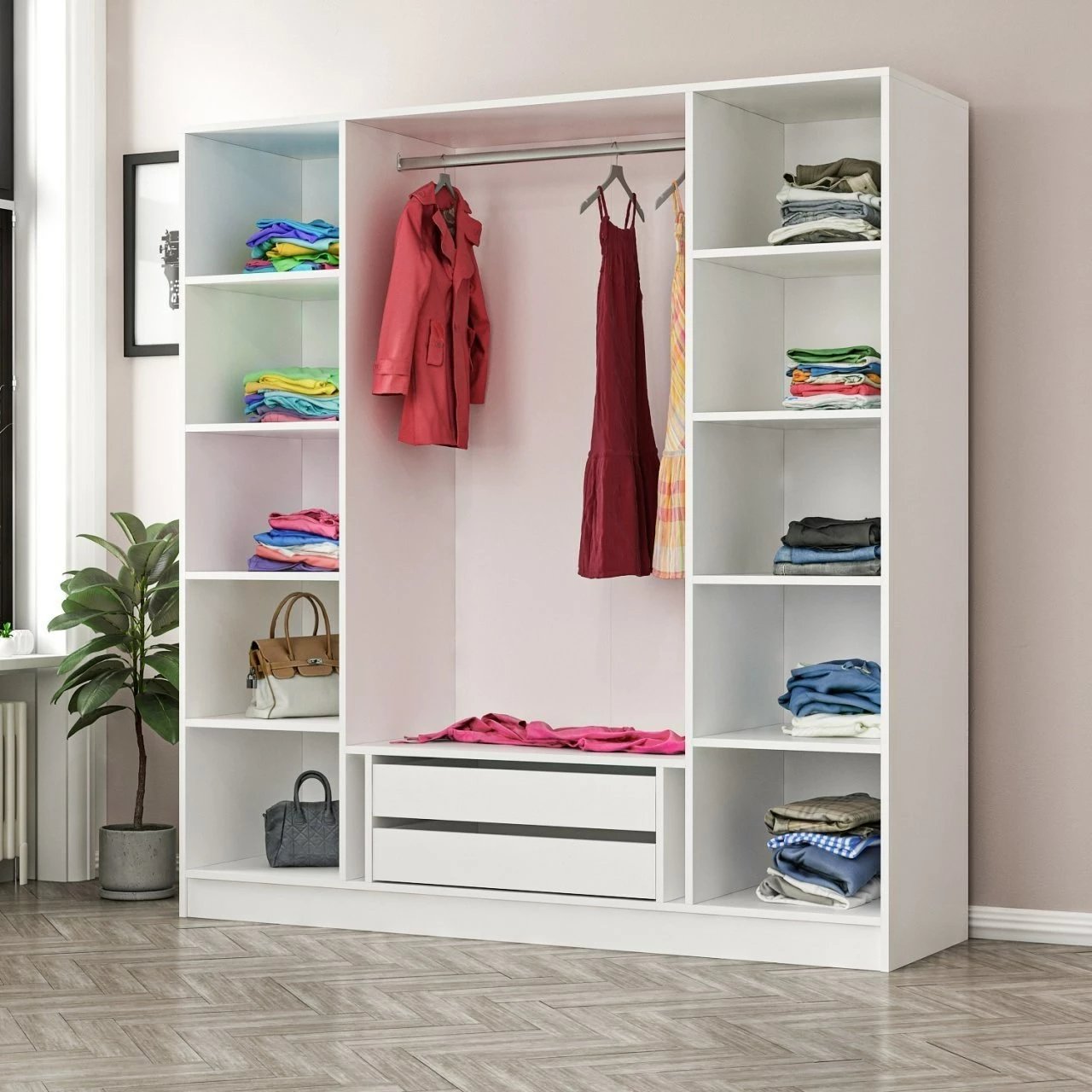 Dollap Skye Decor, i bardhë, 180x210x52cm, 3804