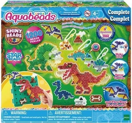 Set me rruza AQUABEADS Dinosaurs, 1200 copë, shumëngjyrësh