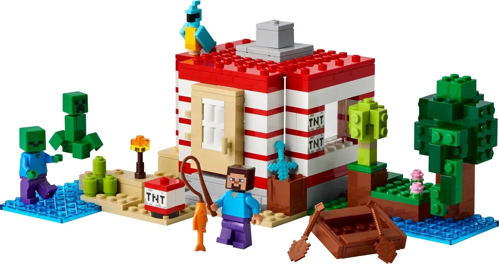 Set LEGO Minecraft 21275 The TNT Jungle House, 287 pjesë