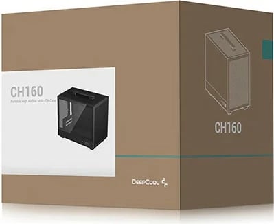 Kasë DeepCool CH160, Mini-ITX, xham i temperuar, SFF, e zezë