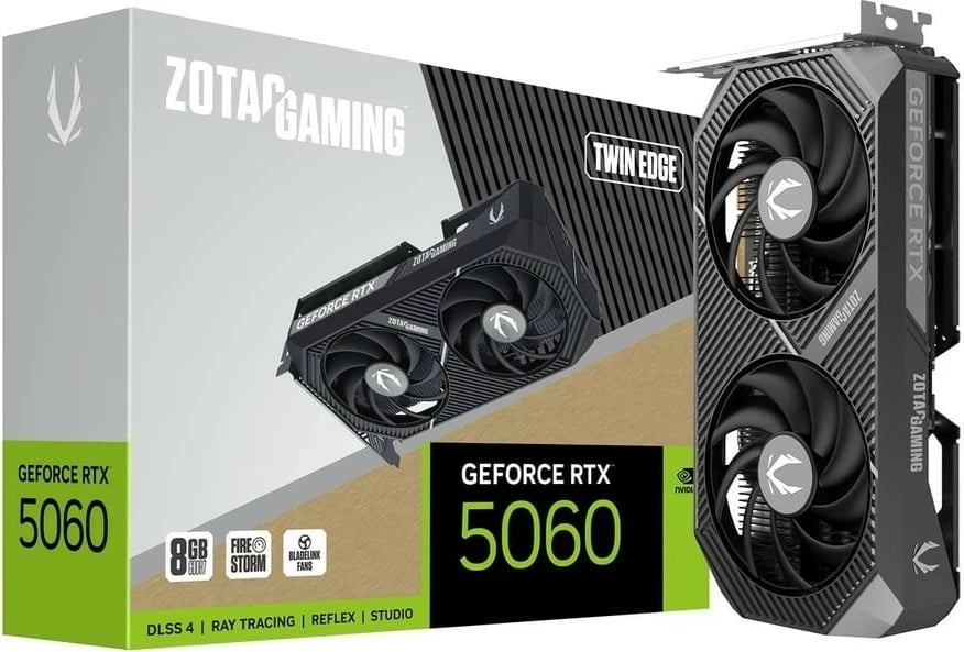 Kartë grafike, ZOTAC GeForce RTX 5060 Twin Edge ZT-B50600E-10M, 8GB GDDR7 128-bit, PCIe 5.0 x8, 3xDP/HDMI