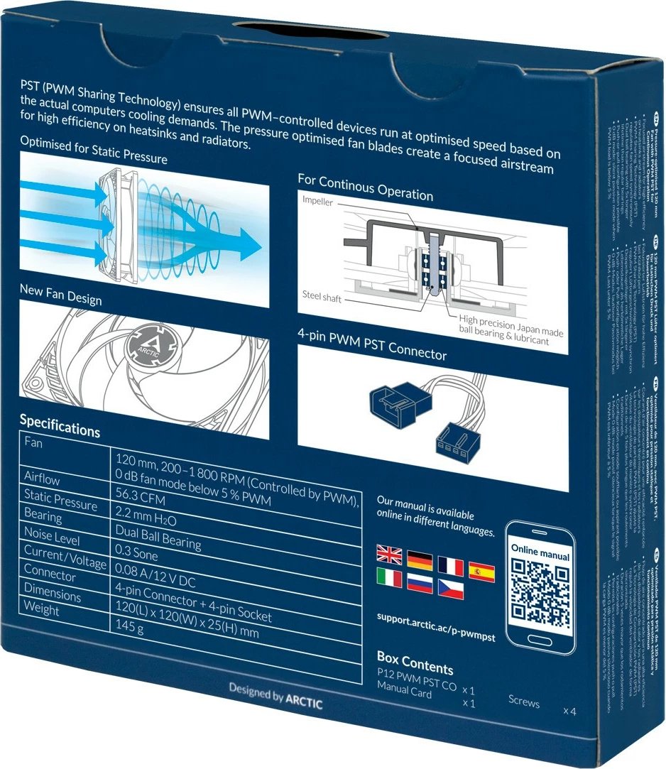 Ventilator ARCTIC P12 PWM PST CO, 120 mm, 1800 RPM, i zi