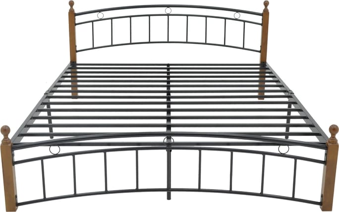 Krevet queen size Clarive, ngjyrë arre, dru-metal i zi, 150x200cm