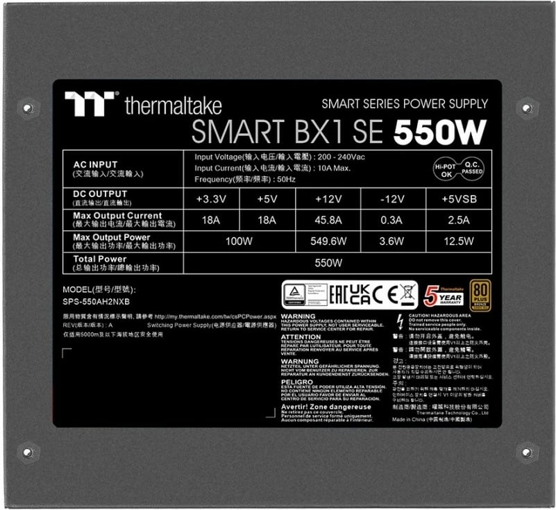 Kasë Thermaltake Smart BX1 SE 550W, 80 PLUS Bronze, e zezë