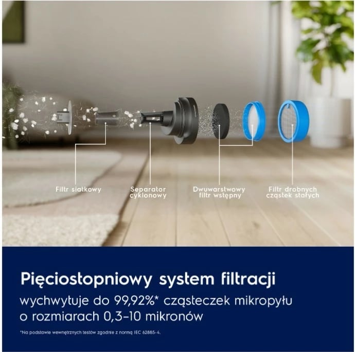 Fshesë me korrent vertikale Electrolux EP61HB21UV, pa kabllo, 0.6L, Bardhë