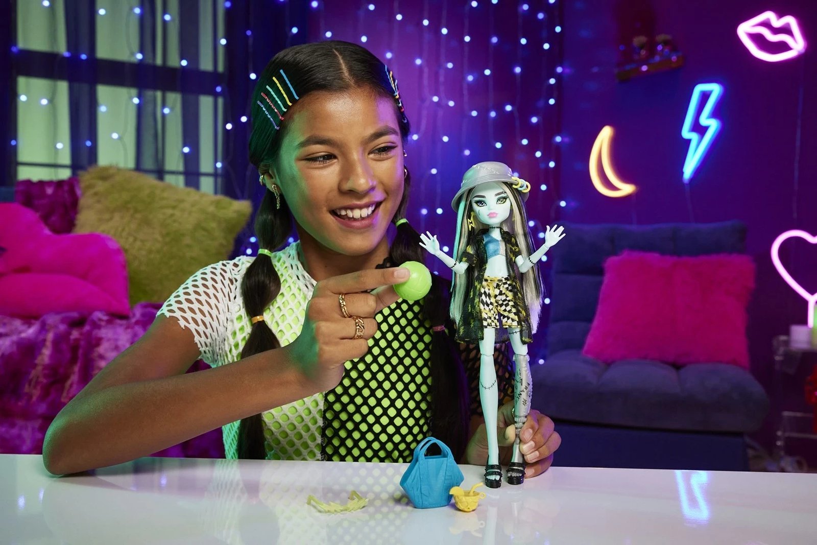 Kukull Monster High Scare-adise Island Frankie Stein, MATTEL, Shumëngjyrëshe