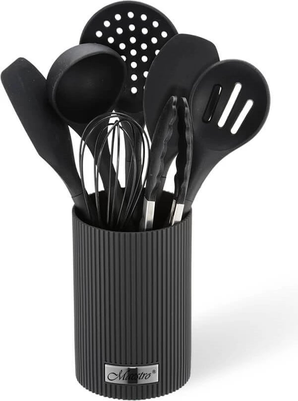 Set veglash kuzhine Maestro MR-1542-BLACK, 8 pjesë, Silikon, Zi