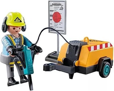 Set lodrash Playmobil Action Heroes 71752, punëtor ndërtimi me çekiç pneumatik, 14 pjesë