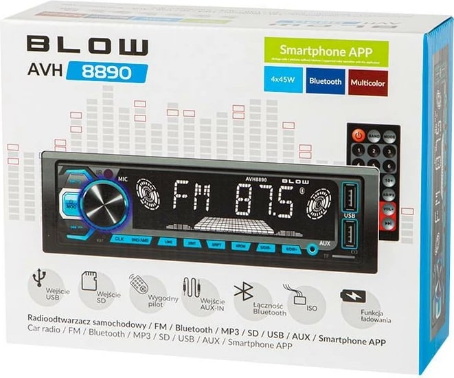 Radio makine BLOW AVH-8890, Bluetooth, USB, SD, i zi, me pilot