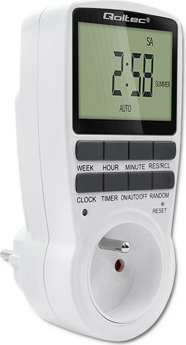 Programator kohe elektronik Qoltec PC0628, 3680W, 16A, LCD, Bardhë