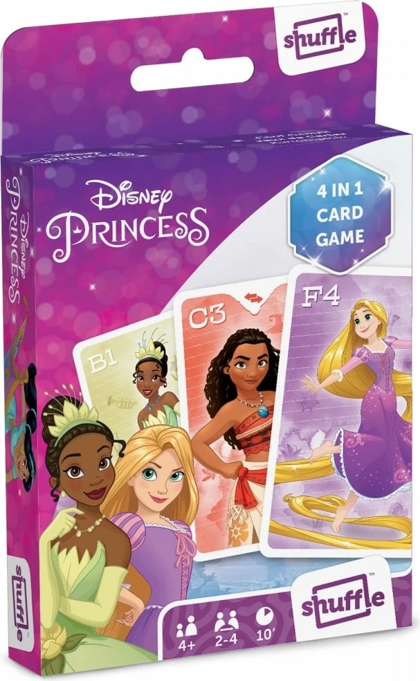 Lojë letra Disney Princess Shuffle 4-në-1, Cartamundi, 33 letra, për fëmijë