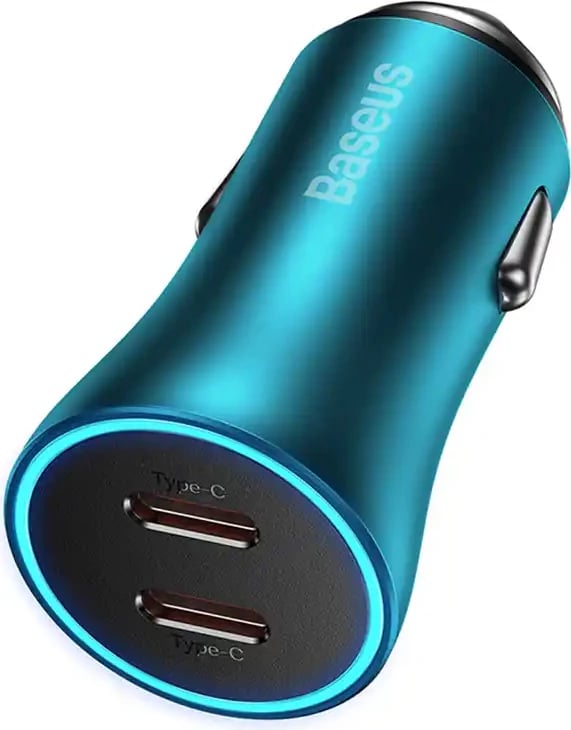 Karikues veture Baseus Golden Contactor Pro, 2x USB-C, 40W, kaltër