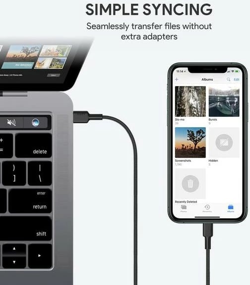 Kabllo AUKEY CB-CL02, USB-C në Lightning, 1.2m, Najlon, E zezë