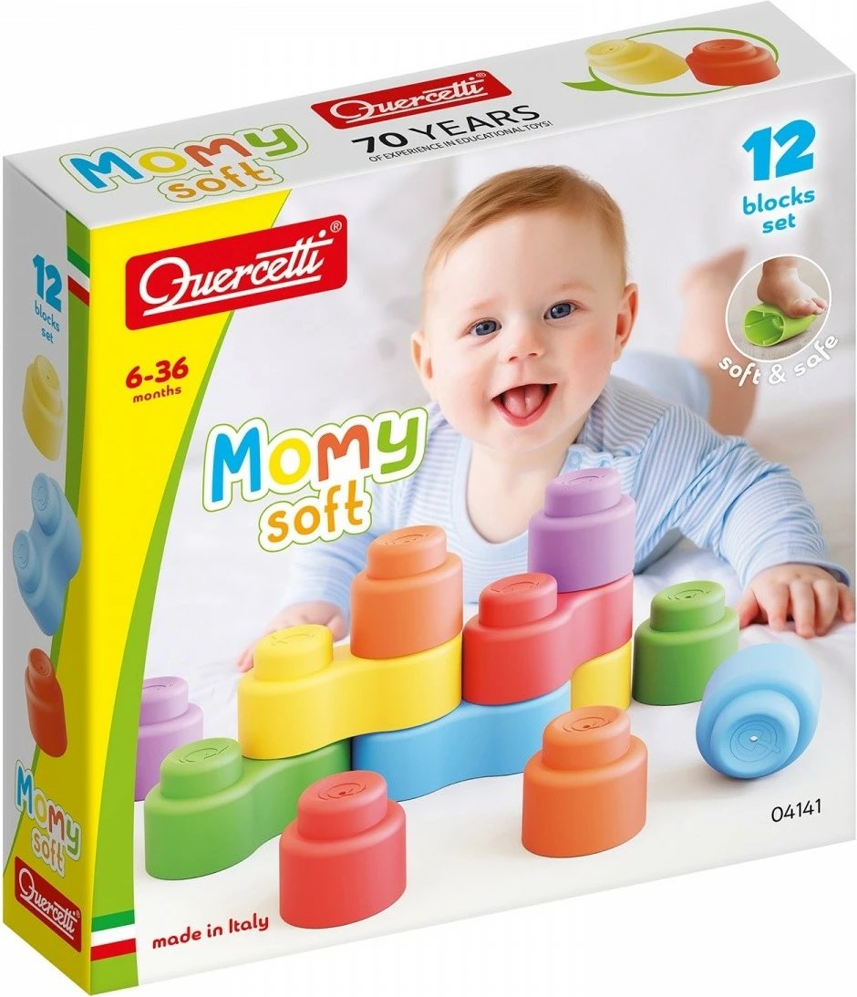 Set lodrash ndërtuese Quercetti Soft Blocks Momy, 12 elemente, shumëngjyrëshe