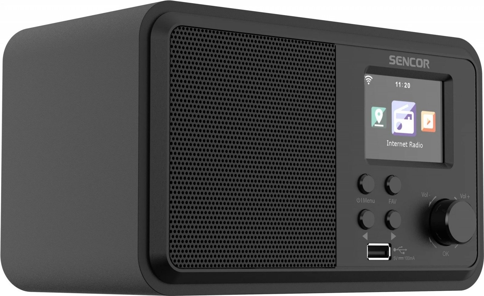 Radio interneti Sencor SIR 5100WDB, 4W, WiFi, FM, DAB+, USB, LCD i madh, e zezë