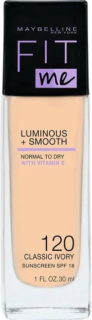 Fondatinë Maybelline Fit Me Luminous + Smooth për femra 120 Classic Ivory 30ml