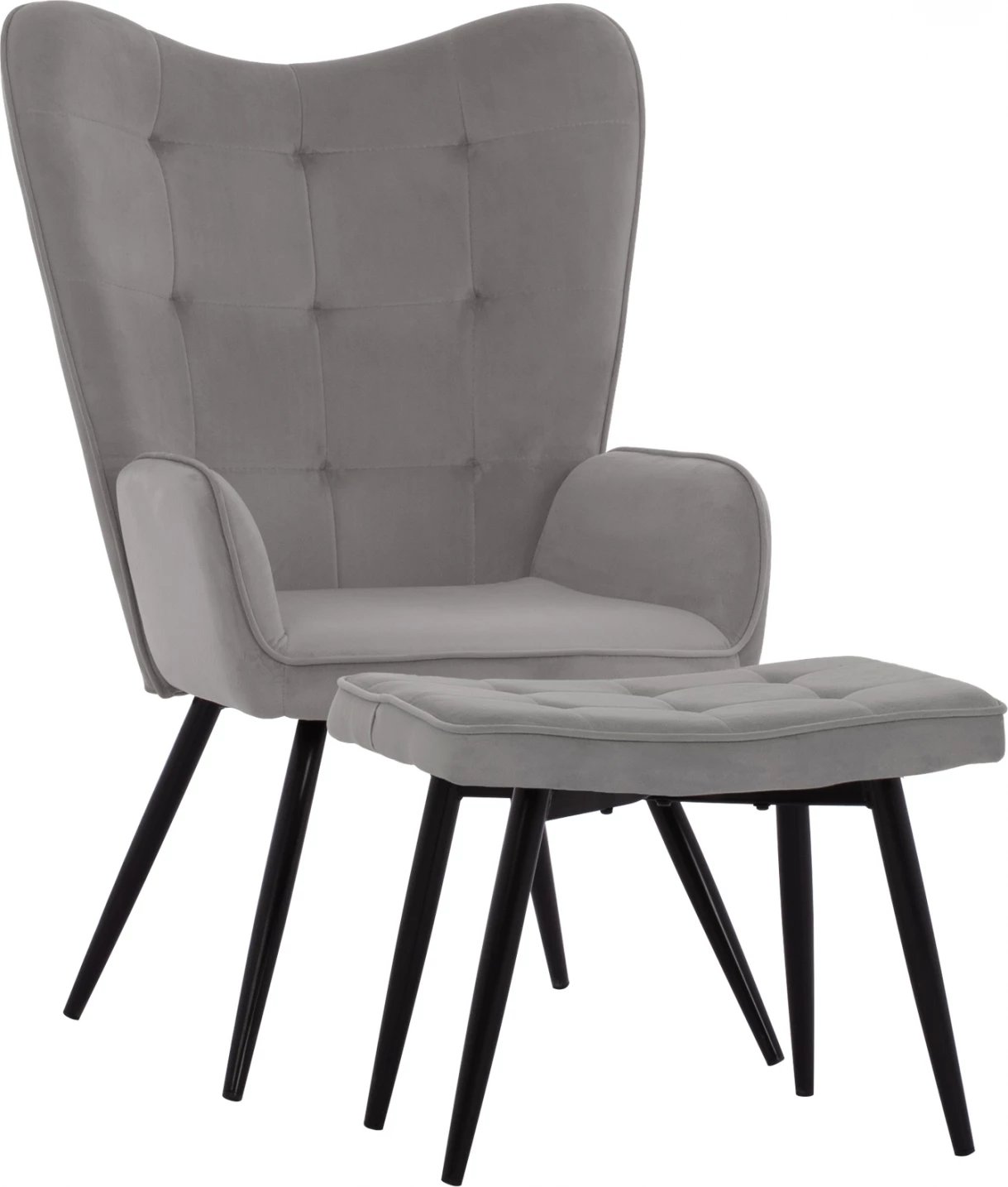 Karrige CRAWLEY me tabure, kadife gri, FH8918.01