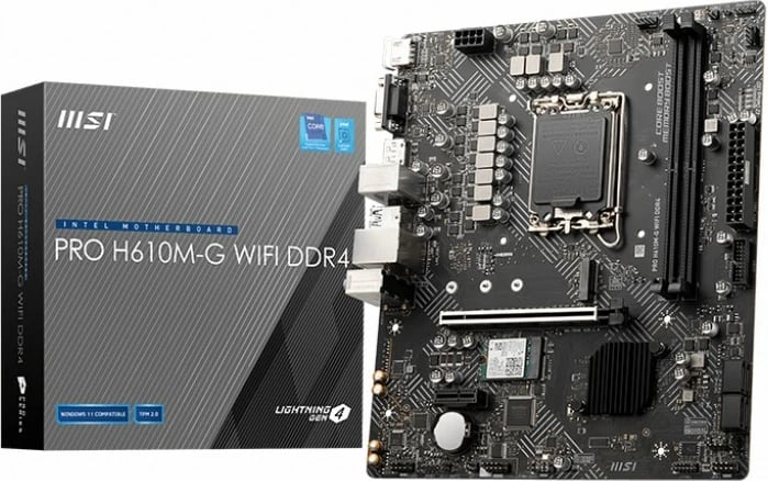 Pllakë amë MSI PRO H610M-G WIFI DDR4, Socket LGA 1700, micro ATX, e zezë
