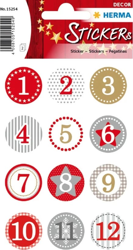 Ngjitëse HERMA kalendar adventi 1-24, letër, multikolor