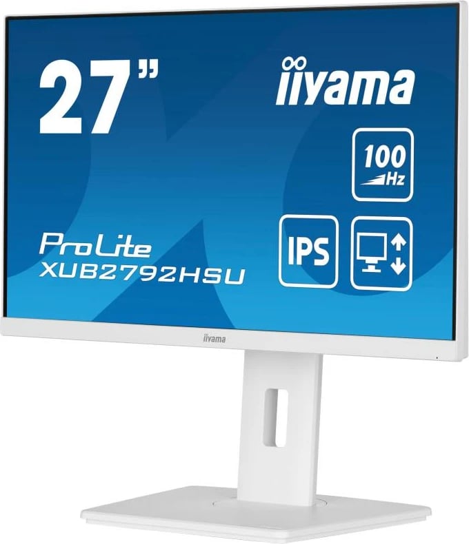 Monitor, iiyama, ProLite XUB2792HSU-W6, 27" IPS 100Hz FreeSync USB 3.2 hub HDMI/DP, i bardhë