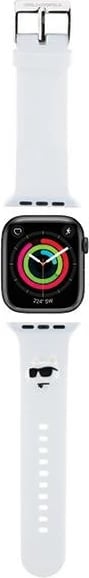 Rrip Apple Watch Karl Lagerfeld 3D Rubber Choupette Head, silikon, i bardhë, 38/40/41mm