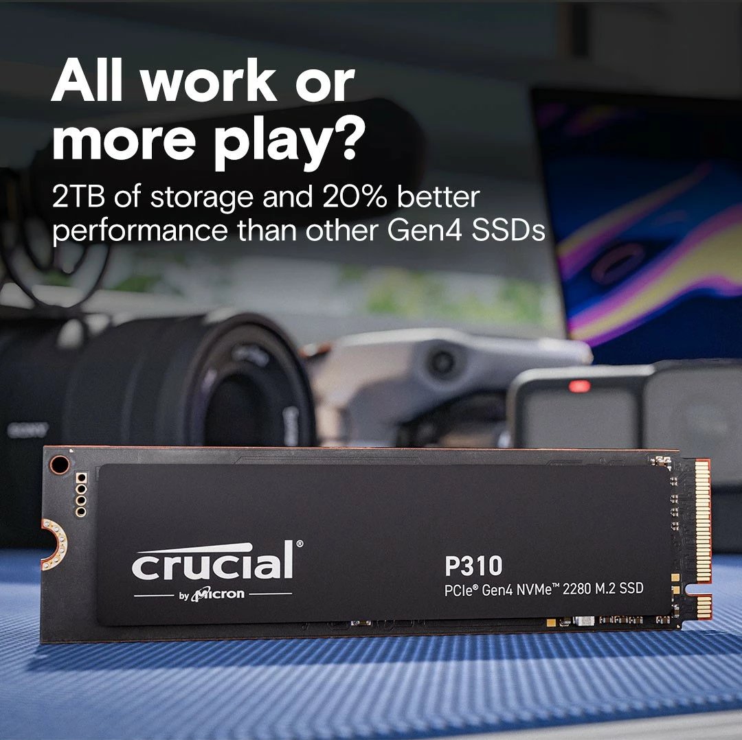 SSD Crucial P310, 2TB, M.2 NVMe PCIe 4.0, 2280