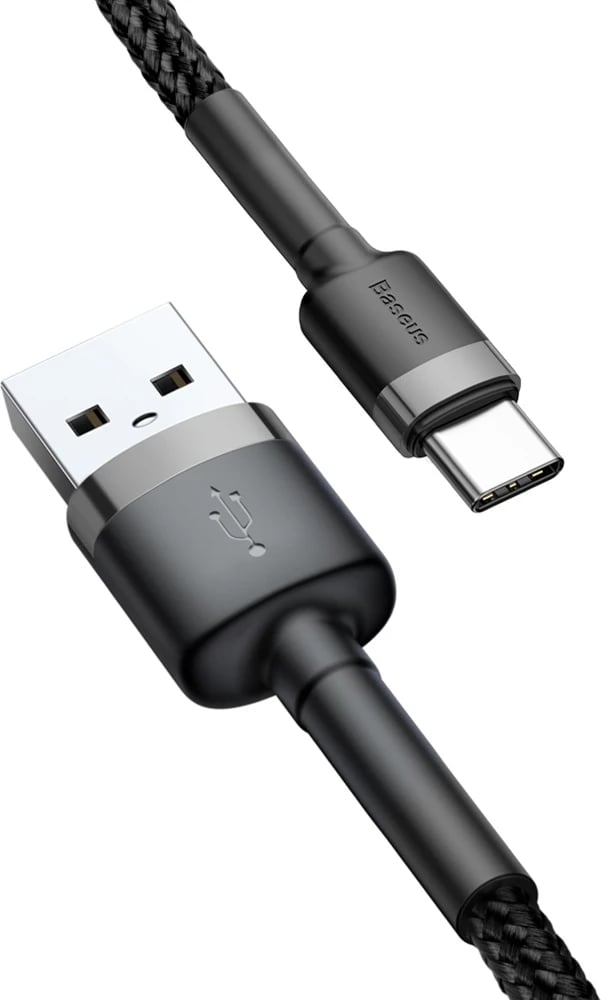 Kabllo Baseus Cafule CATKLF-AG1 USB-A në USB-C, 0.5m, 3A, QC 3.0, e zezë-gri